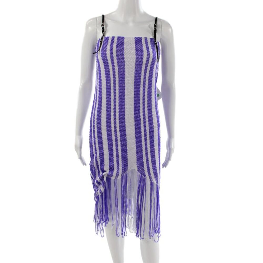 JW Anderson Women Slip Dress Purple Sleeveless Square Neck Buckle Short Size XS